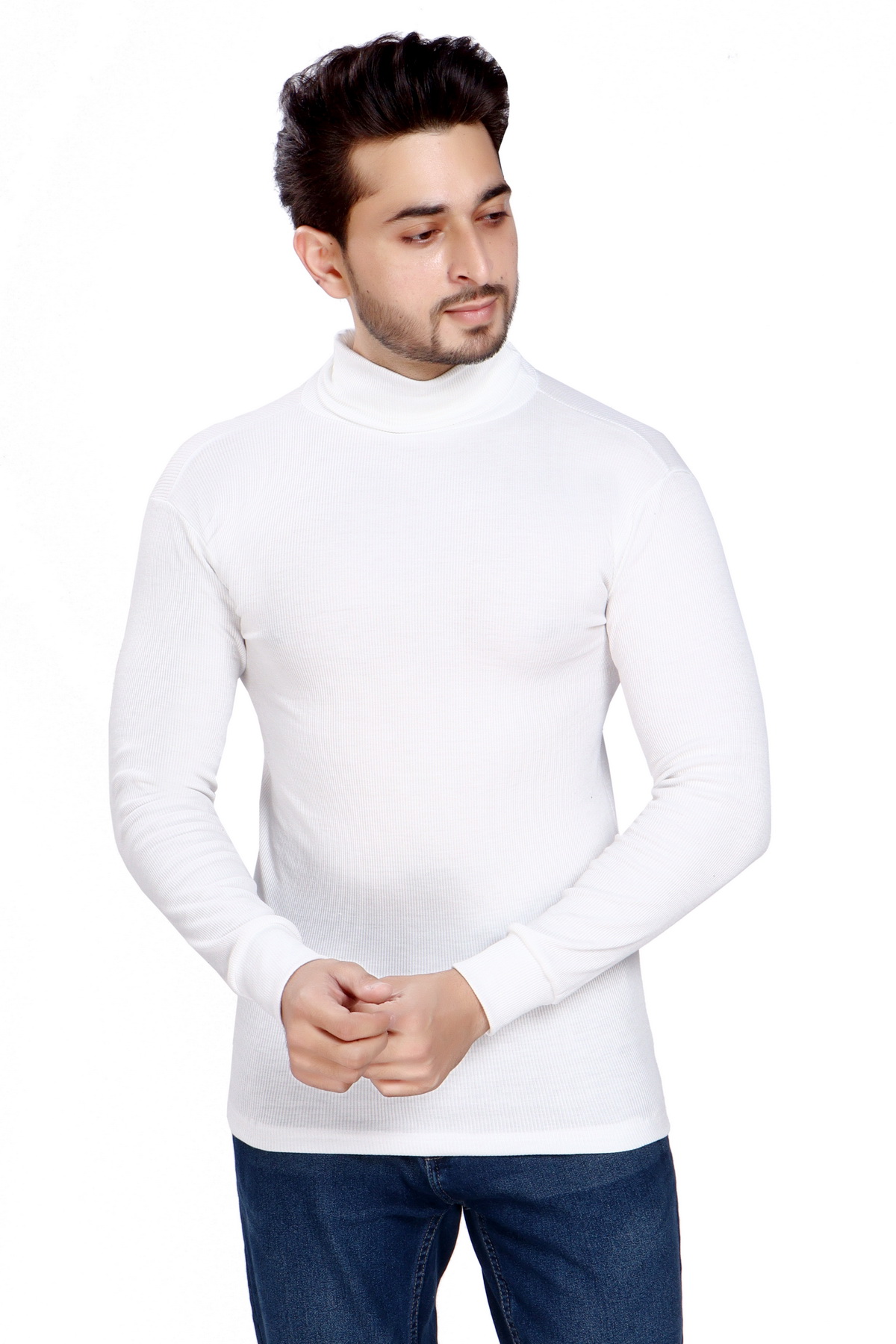 Men High Neck White